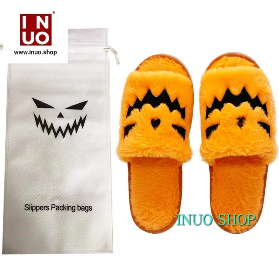 Zapatilla de felpa suave de calabaza de Hallowen